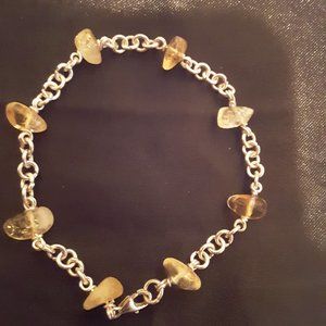 925 sterling silver citrine nugget bracelet 7.5" handcrafted